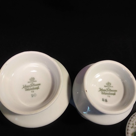 Johann Seltmann Vohenstrauss Sugar n Creamer w Lid Green Floral Gold Trim - Picture 4 of 16